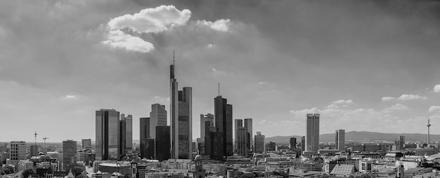 Frankfurt am main skyline panorama in monochrome kleuren