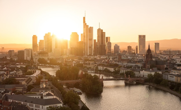 Frankfurt am Main Sykline late summer evening