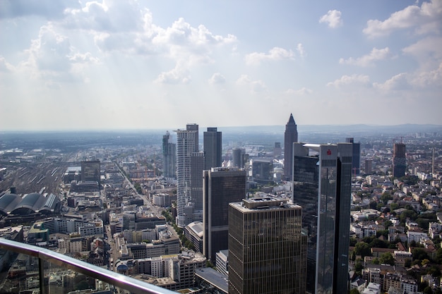 フランクフルト市の空撮、ドイツ