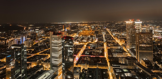 Frankfurt Financial district skyline at night