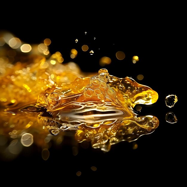 Photo frankincense oil surge with oil eddies oil is light golden a texture effect for decor banner post