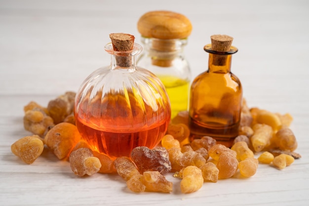 Photo frankincense or olibanum aromatic resin isolated on white background used in incense and perfumes