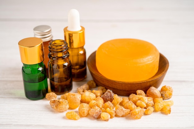 Frankincense or olibanum aromatic resin and soap for used in incense and perfumes