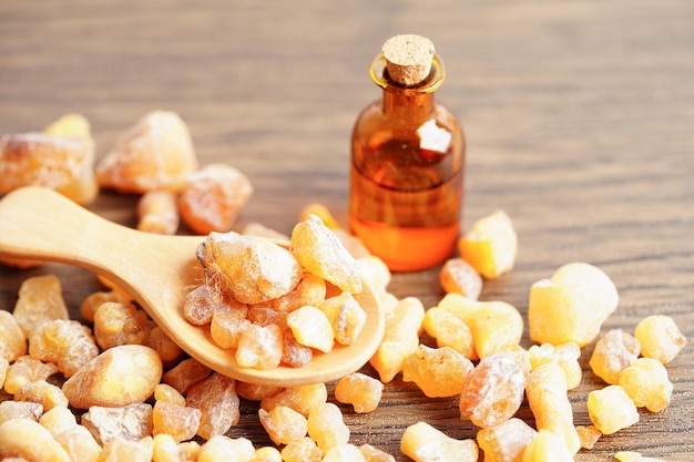 Frankincense or olibanum aromatic resin used in incense and perfumes