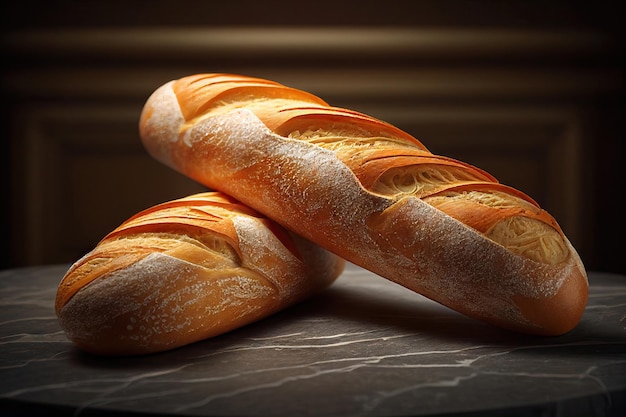 Frans baguettebrood op houten achtergrond Generatieve AI