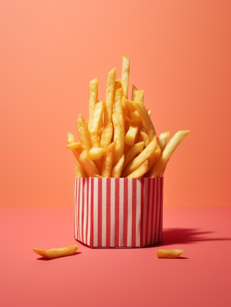 Frans friet wordt gekookt in de deep fryer in de keuken Generatieve AI