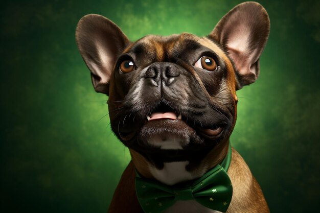 Franse Bulldog-hond verkleed voor St. Patrick's Day Generatieve Ai