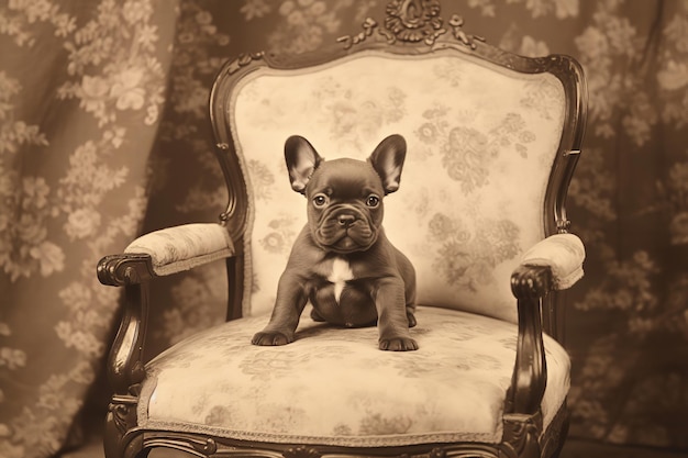 Foto franse bulldog in vintage sepia