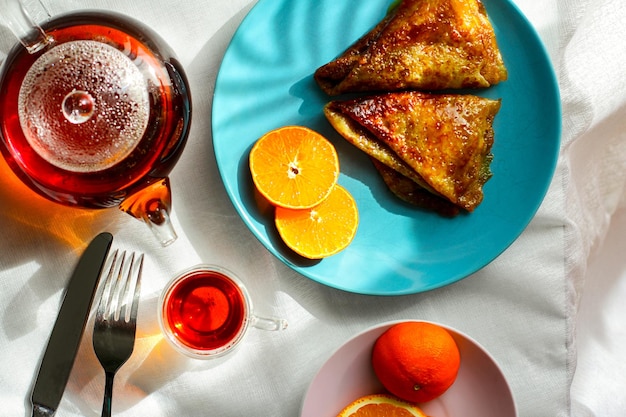 Franse crêpe suzette met sinaasappelsaus