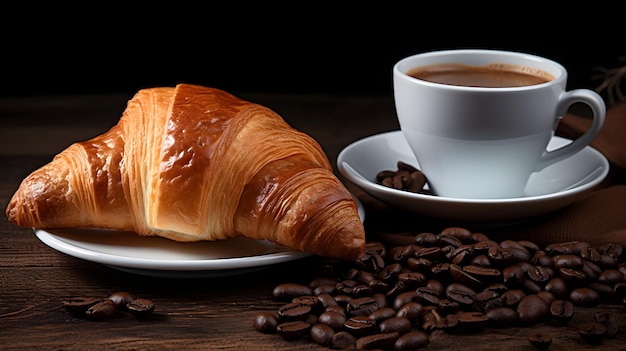 Franse croissant en koffie