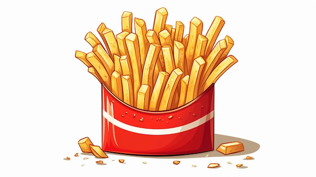 Franse frietjes cartoon gedetailleerde clip art witte achtergrond generatieve ai