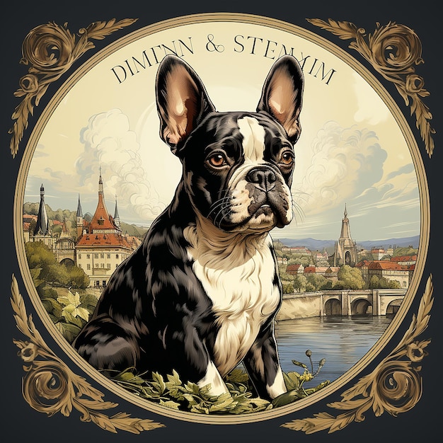 Foto franse hond embleem illustratie logo