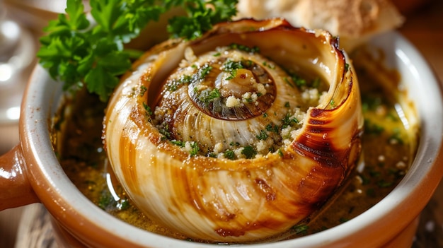 Foto franse keuken escargot extreme close-up top view