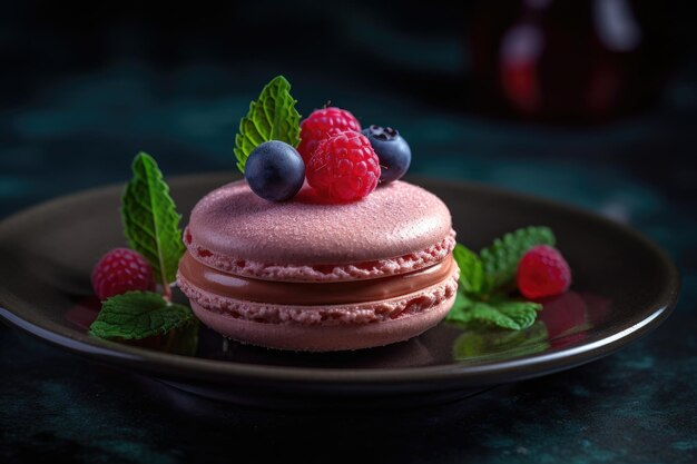 Franse macaron in elegante presentatie AI Generative