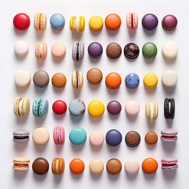 Franse macarons in meerdere kleuren gegenereerd door AI
