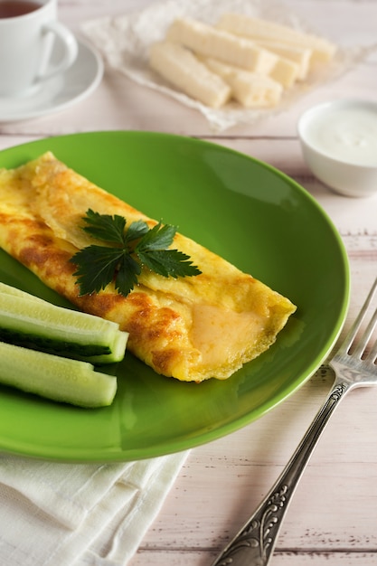 Franse omelet met peterselie en kaas