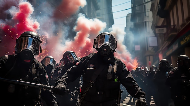 Franse politie tijdens protesten in Parijs Frankrijk