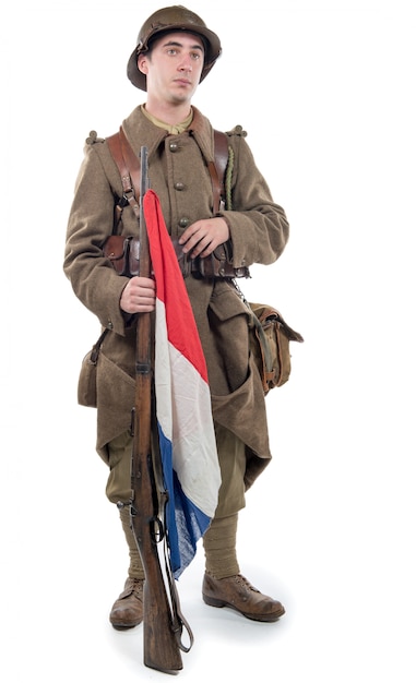 Franse soldaat 1940 geïsoleerd op de witte achtergrond