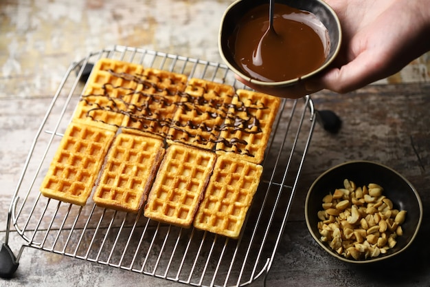 Foto franse wafels met chocolade