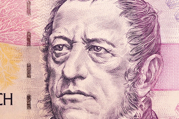 フランティセク・パラッキー チェコの貨幣からクローズアップの肖像画