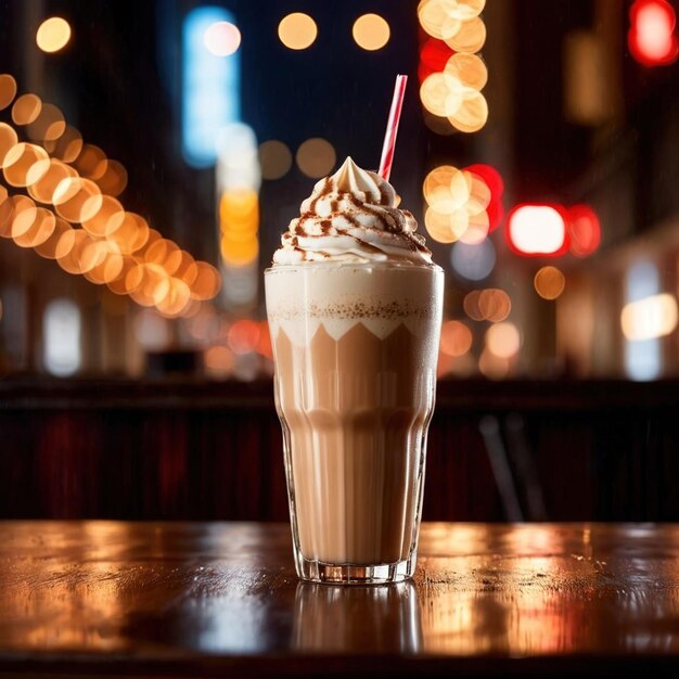Photo frapuccino cold sweet creamy ice blended coffee drink