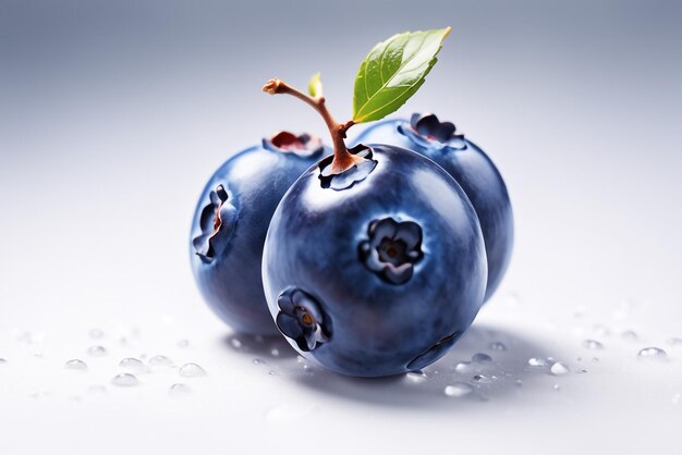 Photo frash blueberry fruit isloted on paper white background