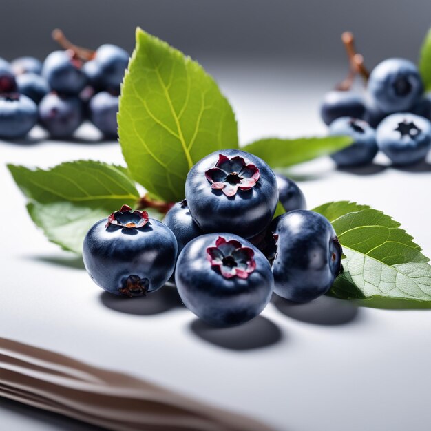 Frash blueberry fruit isloted on paper white background