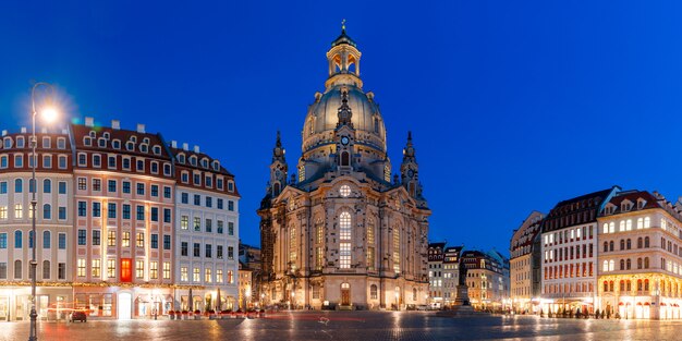 드레스덴, 독일에서 밤에 Frauenkirche