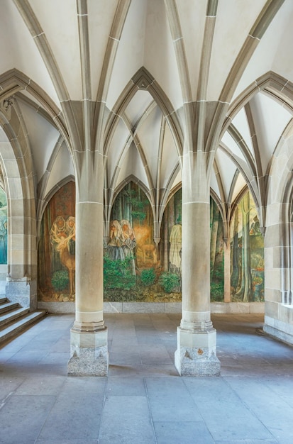 Fraumunster courtyard and arches in Zurich