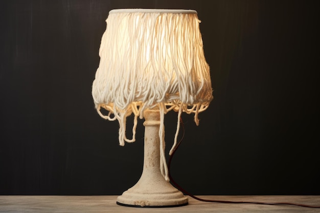 Frayed cord of an unplugged table lamp