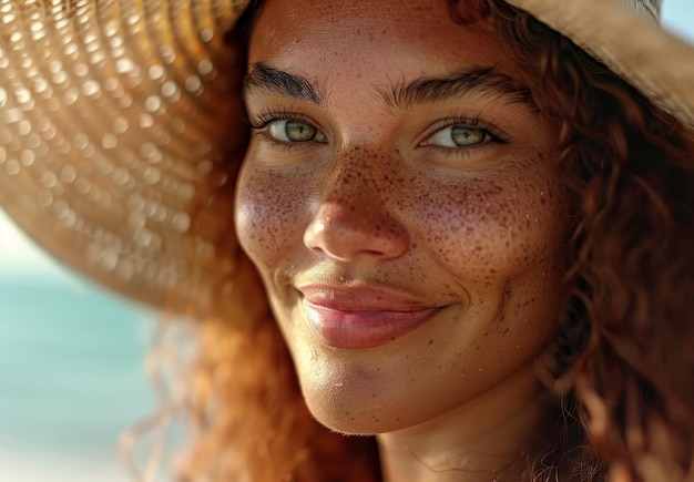 Foto donna freccata con cappello da sole