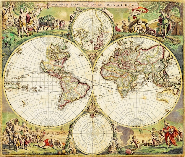 Foto frederick de wit 1670 mappa del mondo xvii secolo