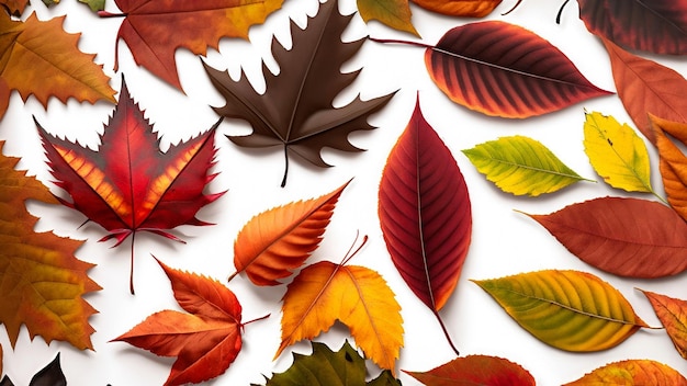 Free autumn leaves with white background collection