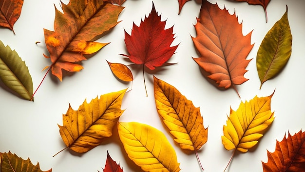 Free autumn leaves with white background collection