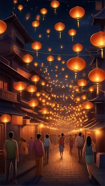 ランタンで祝う輝く夜の自由な背景