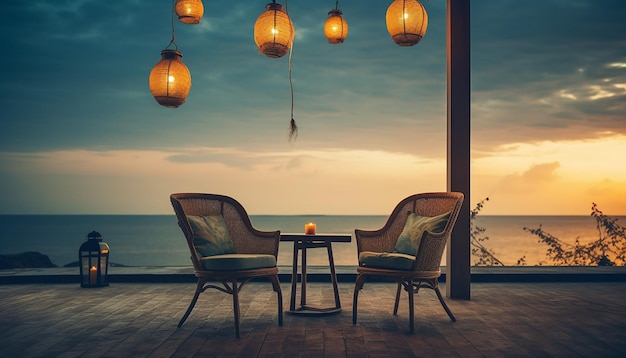 A free beach with lamps and chairs