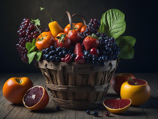 Free beautiful fruit bucket photo