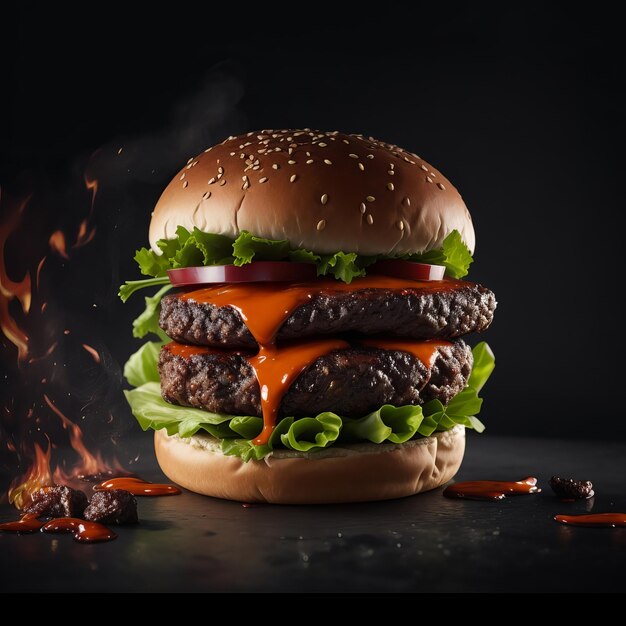 Бесплатные лучшие фотографии горячих пряных гамбургеров удовлетворят ваши пристрастия Генеративный искусственный интеллект