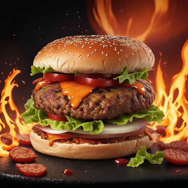 Free the best hot spicy burger photography images will satisfy your cravings Generative AI