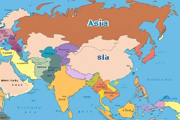 Photo free blank map of asia
