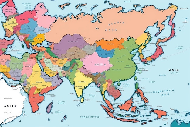 Free blank map of asia