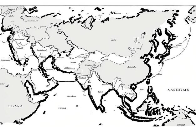 写真 アジアの無料の空白地図