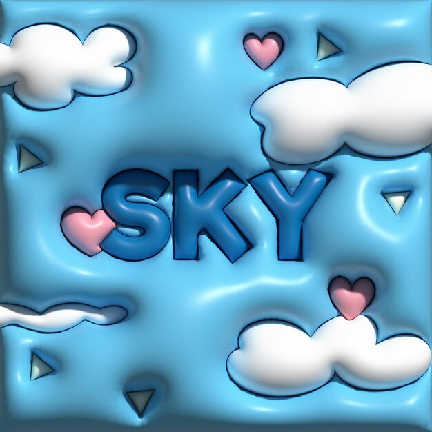 Photo free blue sky 3d texture balloon cloud heart vector image illustration