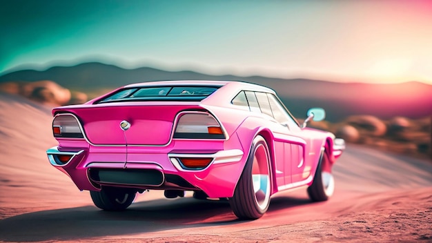 Free cassic car pink wallpaper