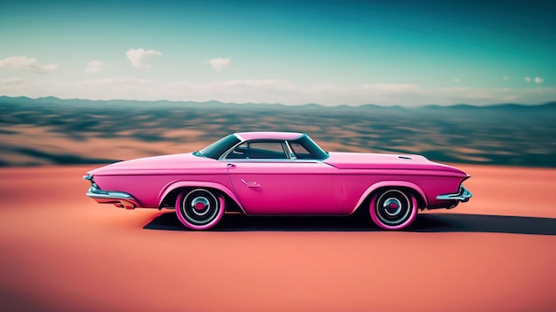 Free cassic car pink wallpaper