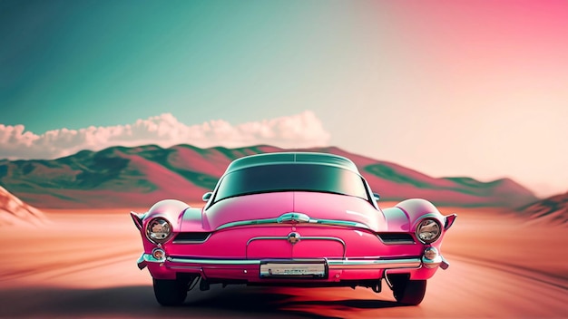 Free cassic car pink wallpaper