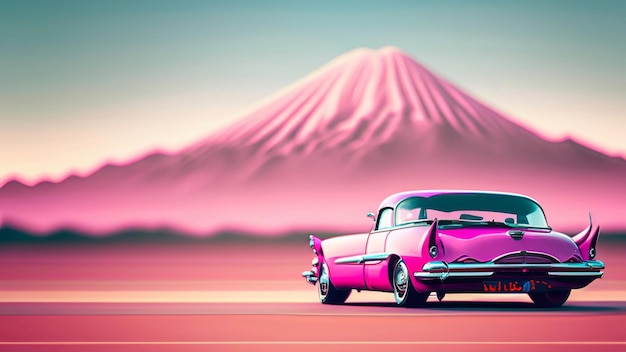 Free cassic car pink wallpaper