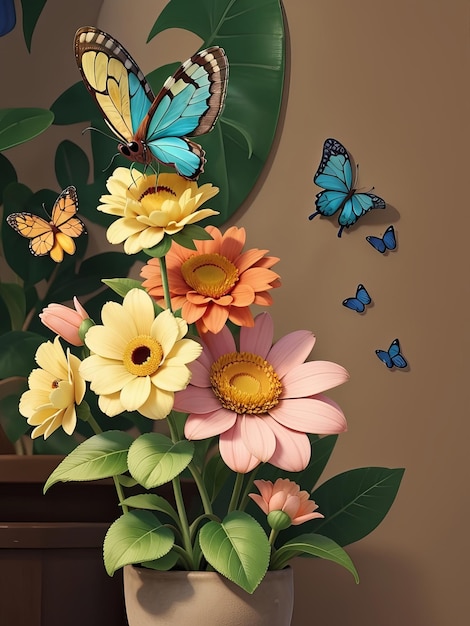 Free A Charming Illustration Colorful Butterfly Animation Generative AI