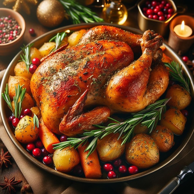 Free Christmas Food Roasting Chicken Background