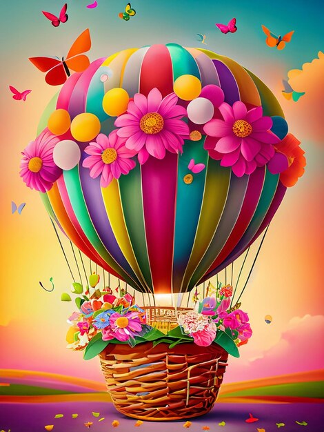 Free colorful hot air balloon photo